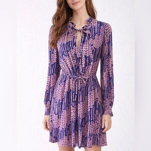 Banjanan Ruffle Tie Neck Ling Sleeve Dress Size L